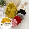 Pullover PHILOLOGY Plush inside pure color winter boy girl kid thick Knitted turtleneck shirts solid high collar pullover fluff sweater 220919