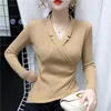 Frauen Pullover 2022 Langarm Gestrickte Jumper Frauen Damen Sexy Büro V-ausschnitt Pullover Schlank Tops Herbst Winter Pullover