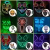 Maschera di Halloween LED Light Up Glowing Party Maschere divertenti The Purge Election Year Grande Festival Cosplay Costume Forniture Coser face sheild GCB1