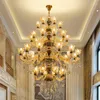 Chandeliers Duplex Building Big żyrandol Villa salon pokój Schody Lampa El Long Luksus Kościół Kryształ