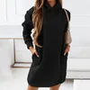 Casual Dresses Woman Sweatshirt Hoodies Autumn Winter Sweatshirts Warm Long Sleeve Solid Color Hooded Longsleeved Hoody 220919