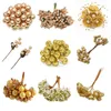 Party Decoration 6/10/24/30/50pcs Gold Mixed Hybrid Flower Cherry Stamen Berries Bundle DIY Cake Christmas Wedding Gift Box Wreaths Decor