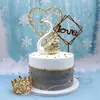 Festliche Lieferungen Gold Silber Feder Schwan Krone Kuchen Topper DIY Ornament Für Geburtstag Hochzeit Dekoration Party