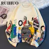 Men's Sweaters RUIHUO Vintage Men Fashion Hip Hop Streetwear Mens Clothing Pull M-2XL Spring Arrivals 220920