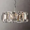 Lustres de iluminação de cristal moderna LED redonda de metal de metal de metal interno de lâmpadas de decoração caseira luminárias de sala de estar lustros