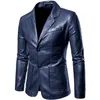 Men's Jackets Spring Autumn Fashion Men's Lapel Leather Dress Suit Coat / Male Business Casual Pu Blazers Jacket 220919