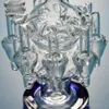 Matriz estéreo Perc Glass Hookahs Recycler Bong Bubbler Wax Dabber Plataformas petroleras Cabezal de ducha difuso Tubos de agua de reflujo con junta de 14 mm