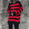Женские свитеры готический свитер Женский унисекс вязаные пуловки панк -логота дыра с разбиты