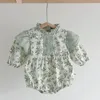 Flicka kl￤nningar europeisk amerikansk stil barn prinsessan kl￤nning baby bodysuits syster kl￤der l￥ng￤rmad bomullsblommor f￶r h￶stfj￤der