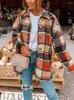 Damesjassen plaid flanel shirts jas vrouwen lange mouw blouse oversized losse geruite jas vrouwelijke knoop jassen