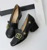 Marmont Designer Sandalen Leder High Heel Gold Chunky Pumps Schuhe Square Heels Loafers Metallschnalle Vintage Sandale