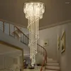 Ceiling Lights Crystal K9 Stairway Lamps Modern Villa Chandelier Lighting GU10 LED Luxury Hanging Light Fixture Lamp Super Mall