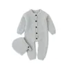 Rompers baby långärmad spädbarn pojkar flickor hoppsuits kläder höst fast stickad född småbarn barn overaller 0-18m 220919