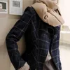 Women's Jackets Chic Short Plaid short Women Korean Style Slim Big Size Coat Woolen Office Lady Casual Biker Coats Vintage Outwear 220919