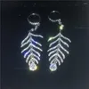 Stud -oorbellen Charmant blad drop earring cz echte wit goud gevulde verloving bruiloft voor vrouwen bruidsfeestje sieraden