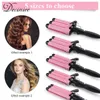 Hair Curlers Straighteners 3 Barrel Curling Iron Wand Temperature Adjustable 5 Size Perm Splint Ceramic Triple Barrels Hair Waver Portable Hair Iron Curler T220916