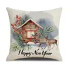 Garden Home TextileCushion Christmas Cushion Coushing Pintura simple Cubiertas de almohadas impresas 18x18 pulgadas decoraciones de Navidad Flowe ...