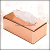 Tissue Boxes Napkins Elegant Rose Gold Rec Napkin Paper Rack Box Towel Container Holder Home Office Car Drop Delivery 2021 Garden Ki Dhaom