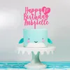 Festliga leveranser xy-personalize Happy 1st Birthday Name Cake Topper med hjärta runt unik anpassning