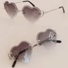 New print Lens Sunglasses Women Frame Abnormal trend Rimless Luxury Moissanite Diamond Cut Men Design glasses Outdoors Mirrored Summer Outdoor Traveling