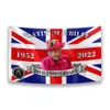Bannière du jubilé de la reine Elizabeth II Platinums 2022 Drapeau Union Jack mettant en vedette Sa Majesté la Reine 70e anniversaire Souvenir britannique GWE14294