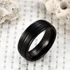 Fashion Titanium Ring handritad Pure Solid Black Silver Wedding Women's Ring Bredd 8mm smycken