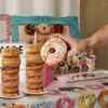 Festival Malzemeleri Ahşap Donut Ekran Standı Diy Duvar Tatlı Rafı Çocuklar Doğum Günü Partisi Bebek Duş Düğün Dekorasyon
