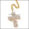 Подвесные ожерелья заморожены поперечным золотым ожерельями моды Mens Hip Hop Dewellery Jewelry C3 Drop Delivery 2021 Подвески Dhseller2 Dhn9f