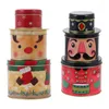 Gift Wrap 2 Sets Christmas Theme Candy Box Tinplate Container Xmas Three Layer Storage Can Holiday