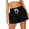 Running Shorts Women Casual Summer High Waist Drawstring Loose With Pockets Female Workout Sportswear Solid Color Bottoms