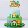 Праздничные поставки 1pcs Jungle Animal Happy Birthday Topper Topper Safari Зоопарк 1 -й Toppers Baby Shower Boy