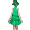 Christmas Baby Girls Clothes Sets Green Spirit Kindergarten Performance Clothes Costume Hat And Xmas Tree Dresses Set Kids Clothing