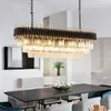 Lustres Moderne Ovale Lustre En Cristal Pendentif Lampes Foyer Lumières Noir Hanglamp Éclairage Suspendu Pour Villas Salon Salle À Manger Res