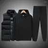 Men's Tracksuits Brand Men's Vest Hoodies Pants 3 Piece Tracksuit Men Solid Color Casual Sets Trendy Sportswear Set Male Clothing