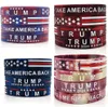 Bracelet unisexe en caoutchouc et silicone Tie Dye Donal Trump 2024 Bracelet Party Favor Keep America Great President Trump Support Bangle Stars Strip