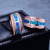 Hoop Earrings Small Round Crystal Stone Geometric White Blue Opal Vintage Rose Gold Silver Color Wedding For Women2058018