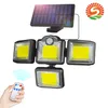 CNSUNWAY Solar Wall Lights Outdoor 192LEDS Solar Security Light Outdoors Motion Sensor med 5M CABLE 3 Läges 4 Heads Justerbar IP65 Vattentät trädgårdsgarage