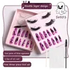 Halloween Faux Mink Eyelash Press On Nail Set Fluffy Dramatic Wispy Lashes Thick Messy Party Cosplay Lashes