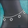 Anklets Wholesale Lots 12Pcs Lovely Hearts Charms Stainless Steel Anklets Bracelets On Foot Ankle Chain Jewelry Sjl02 C3 Drop Delivery Dhj3U