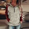 Hoodies للسيدات pulver for womens 1/4 zip draphring مقنعين طويل الأكمام الخامسة v رقبة بلوزات طباعة مع جيوب