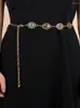 Bälten Y2K Moon Star Vintage Gold Chain Belt Goth Mönster Designer Kvinnor Kläder Midja Elegant Prom Drop