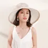 Berets 2022 Fashion Fedora Ladies French Crochet Floral Linen Hat Elegant Temperament Wedding Banquet Pot Cap Wide Brim