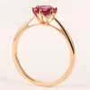 Anillos de racimo LMNZB 2022, anillo de compromiso de Color oro rosa de lujo, 7mm, gema roja de cristal, regalo de aniversario para mujer, joyería para mujer LR254