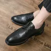 Imprimer Designer Casual Mode Brogue Chaussures Hommes PU Couleur Unie Britannique Sculpté Bout Pointu Dentelle Classique Confortable Usage Quotidien Grande Taille 37-46