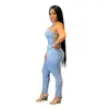 Pants Casual Sexy Backless Bandage Jeans Denim Jumpsuits Plus Size Lace Up Jumpsuit Women Combinaison Femme Vestidos Mujer Verano 2022