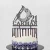 パーティー用品パーソナライズされた音楽ケーキトッパーカスタムネーム年齢ミュージシャントランペットシルエットファンのための誕生日の装飾