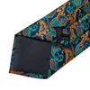 Bow Ties Fashion Teal Green Gold Paisley Men's Silk Jucquard Business Wedding Neck Tie Pocket Square Gift Cravat Ring DiBanGu