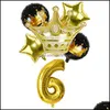 Strona dekoracji 32 Cal złota folia balon w kształcie cyfry cyfrowy balon powietrza Baby Shower dzieci urodziny festiwal rocznica ślubu korona wystrój Dhmt7