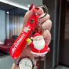 Party Favor cartoon schattige kerstman Key Chain Soft Rubber Doll Car Key Ring Pendant Fashion Bag Ornament Accessori Keychain Christmas Gift RRE14325