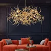 Kroonluchters moderne luxe aluminium kroonluchter licht led goud gebogen boomtak hangende lamp art deco woonkamer eettafel villa huis